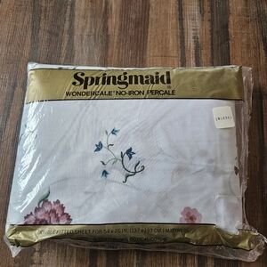VINTAGE NOS SPRINGMAID Wondercale Double Flat Sheet Swiss Manor Floral  A